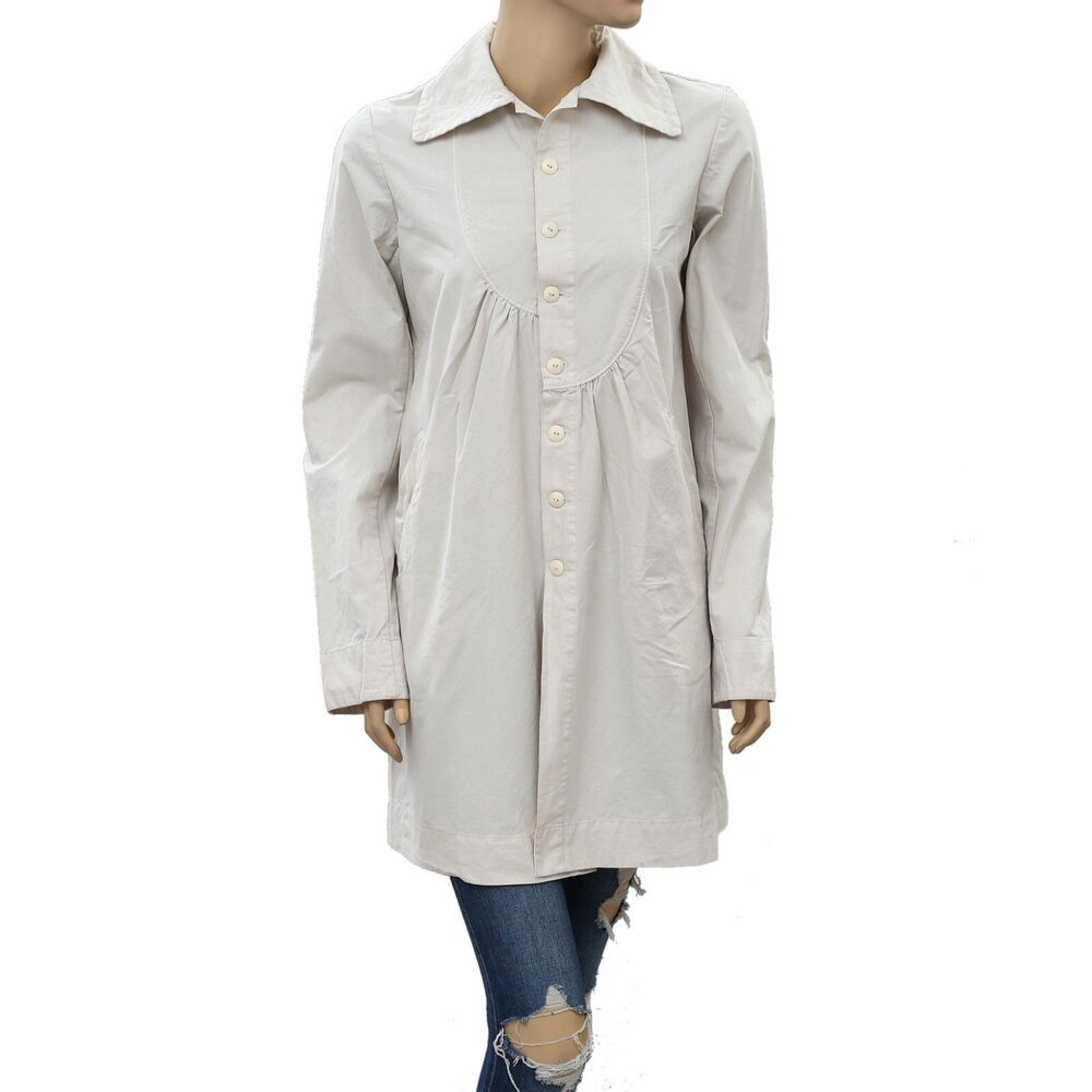 Ewa I Walla Buttondown Peasant Lagenlook Vintage Coatigan Jacket Top S 213839